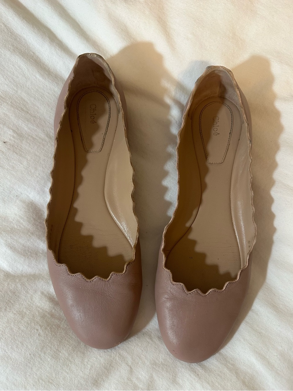 Chloe Scalloped Ballet Flats in Dusty Rose